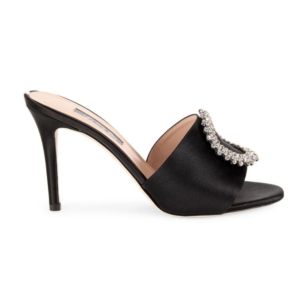 Soleil Crystal Heel Mules